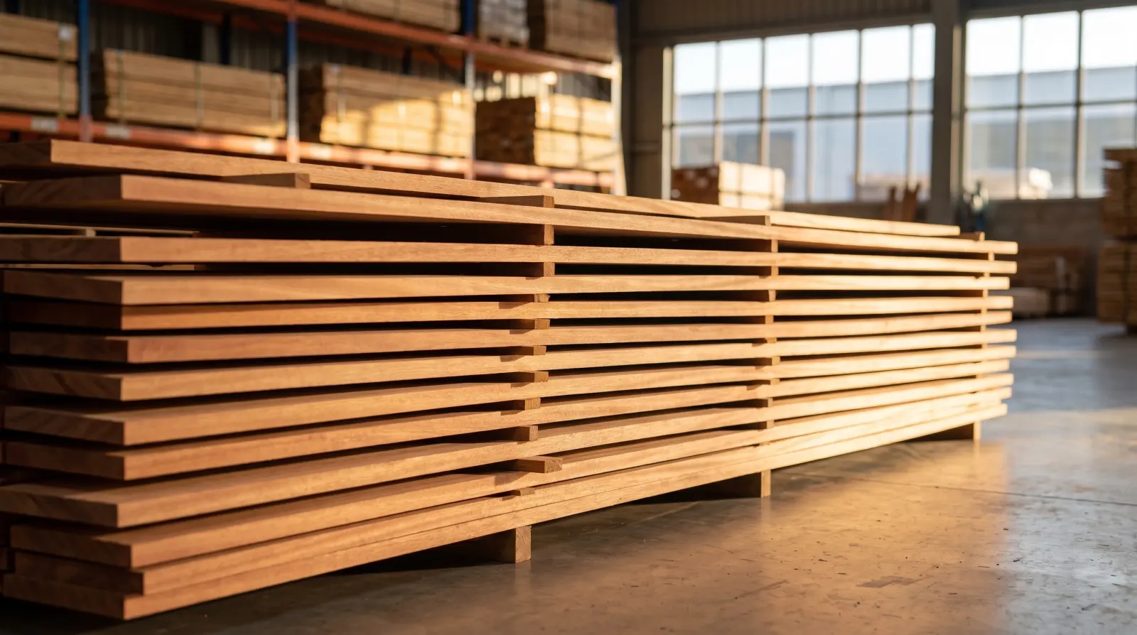 Kiln-dried planed eucalyptus hardwood boards